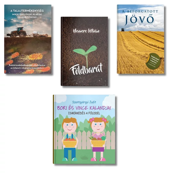 A talajtermékenység mikrobiológiai alapjai, Földbarát, A beforgatott jövő és Bori és Vince kalandjai című könyvek